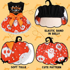 Dog Halloween Costumes Dog Dress Halloween Costumes for Dogs Funny Puppy Dress with Bow for Small Medium Large Dogs Pumpkin Witch Bat Pet Costume Halloween