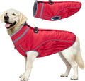 Malier Dog Coat, Reflective Dog Jacket Waterproof Windproof Puppy Cold Weather Coats with Harness Built in, Winter Extra Warm Pet Coat Fleece Vest for Small Large Pets and Puppy (Red, X-Large)