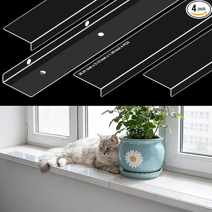 Ultra Clear Window Sill Protector - Scratch & Chew Proof Pet Guard for Dogs & Cats, Easy Install Transparent Ledge Cover, No Residue