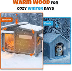 Large Outdoor Wooden Dog House, Weatherproof Dog Houses with Adjustable Vent Windows, Alloy Chew-Resistant Frame, Removable Floor for Medium & Large Dogs, (34" L x 22" W x 25.9" H)