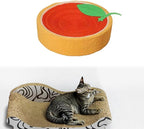 Sisal Round Cat Scratching Board Scratcher Bowl for Indoor Cats Wear Resistant Fruit Scratch Board for Kitty Kitten, Orange