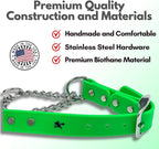 Martingale Collar for Dogs, Biothane, Stainless Steel Hardware, No Pull, Made in The USA, Professional Grade, Medium, Green