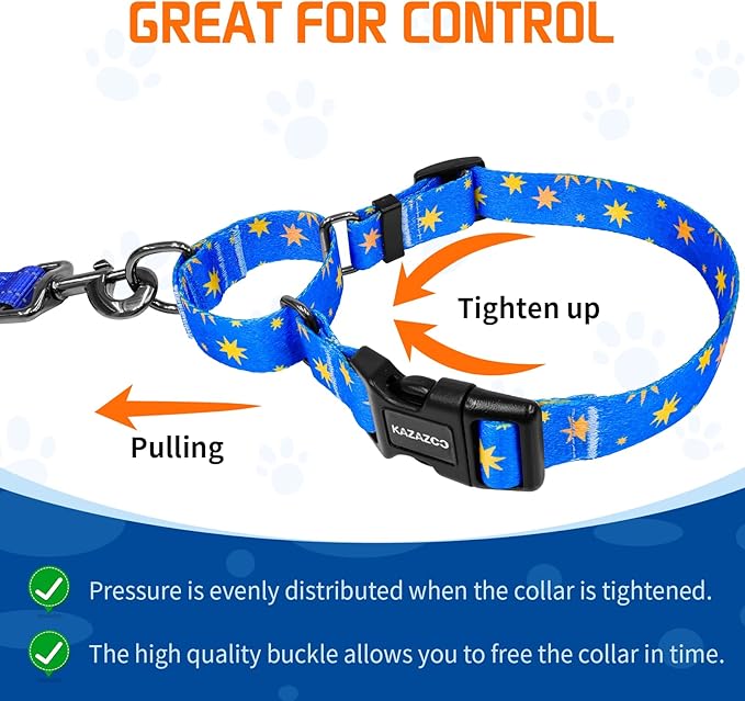 Kazazoo Martingale Collar for Dogs with Quick Release Buckle Adjustable Soft Durable Dog Collar for Small Medium Large No Pull Training Dog Collars-Blue Sky S