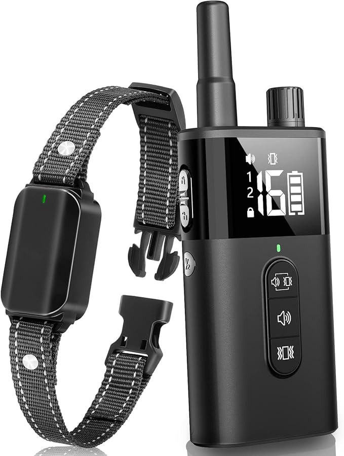 No Shock Dog Training Collar with Remote, Dog Vibration Collar with Controller Beep and Vibrate Only, Safe Lock Waterproof Rechargeable Vibrating Collars for Dogs(10-120 lbs)-No Prongs (Black)