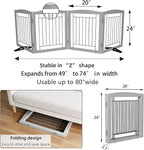 Dog Fence Indoor,Dog Gate Indoor for Doorway pet gate -4-Panel Freestanding, Hallways, House or Stairs -80x24-Inch Retractable Foldable Expandable Wood Pet by SFJC (Grey) ﻿