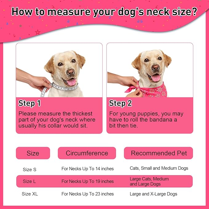 SZEE Dog Birthday Bandana, Reversible Bandanas for Dog Birthday Outfits, Pet Apparel & Accessories, Triangle Pet Scarf for Photo Prop and Holiday Decor (Large, Pink)