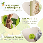 PETSITE Palm Cute Cat Tree, 31 Inches Tall with Sisal Scratching Posts, Condo, Dangling Ball, and Self Groomer, Ideal for Indoor Small & Medium Cats (19 x 13 x 31 inches)
