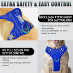 BARKBAY No Pull Dog Harness Large Reflective Dog Harness with Front Clip and Easy Control Handle for Walking Training Running with ID tag Pocket(Sapphire Blue,XL)