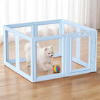 DIY Clear Acrylic Dog Playpen House,Quick Easy Assembly and Disassembly,Strong Floor Suction,Indoor and Outdoor Use,Easy Cleansing Puppy Fence (Sky Blue, 30.3" H, 8PCS)
