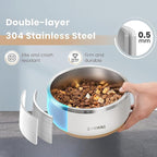 Pawaii Dog Bowl, 68 oz Double-Wall Stainless Steel Food and Water Bowl, Non-Slip Rubber Base, Dishwasher Safe, ID Tag Included, (1 Pack)