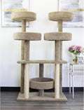 Maykoosh Southwestern Sanctuary Multi-Level Cat Cat Climbing Tower Cat Tree, Solid Wood and Carpet Construction, Modern Cat Tree with Scratch Post and Sturdy Base Brown/41 L x 31" W x 55" H