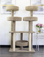 Maykoosh Southwestern Sanctuary Multi-Level Cat Cat Climbing Tower Cat Tree, Solid Wood and Carpet Construction, Modern Cat Tree with Scratch Post and Sturdy Base Brown/41 L x 31" W x 55" H