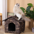 Outdoor Cat House Cat House for Outdoor and Indoor Use - Waterproof Shelter for Cats, Dogs, and Feral Animals (Brown, Large)