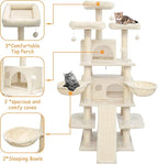 Go Pet Club 68 Inches Multi-Level Big Cat Tree, Tower with Sisal Scratching Posts, Hanging Basket & Comfortable Perches for Large Cats