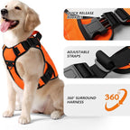 WINGOIN Orange Tactical Dog Harness for Small Dogs, Heavy Duty No Pull Harness with Handle, Adjustable Reflective Military K9 Pet Vest for French Bulldog, Pug, Walking, Training, Hunting (S)