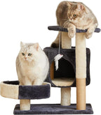 Cat Tree Tower with Scratching Posts, Condo, Perch, Hanging Toy, Multi-Level, Beige and Dark Gray
