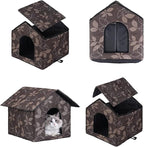 Cat Houses for Outdoor Cats Outdoor Houses for Feral Cats Cat House with Weatherproof Canvas Roof Stray Shelter (Cat House Brown, Large-Houses)