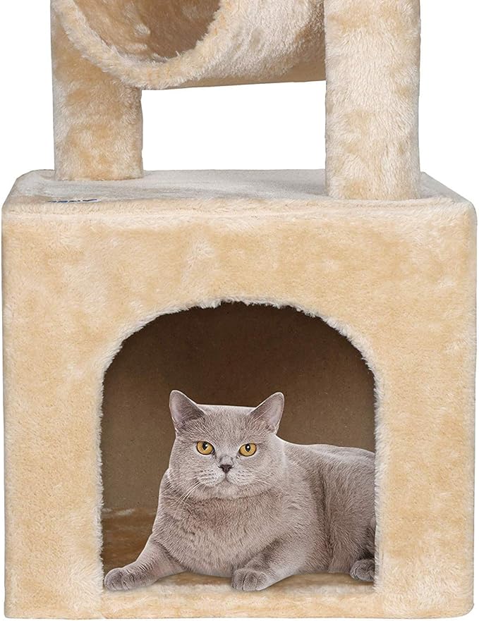 36 Inches Cat Activity Tree Tower Cat House Furniture with Condos Platform Tunnel Scratching Posts for Kittens Multi-Level