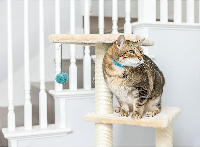 Armarkat 3 Levels Real Wood Cat Tower for Kittens Play 48 Height Beige A4801
