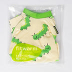 Fitwarm Caterpillar Dog Fleece Pajamas, Cozy Clothes for Small Dogs Boy Girl, Funny Pet Onesie, Beige, Green, Small