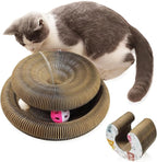 Magic Organ Cat Toy, 1PC Magic Organ Cat Scratching Board, Magic Organ Cat Scratch Board Cat Toy with Bell Cat Grinding Claw, Foldable Magnetic Corrugated Paper Circular (Classic, Count, 1)