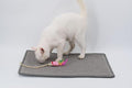 Cat Scratcher mat- Natural Sisal Cat Mat with Anti-Slip Back & Attached Sisal Mouse Toy (Gray)