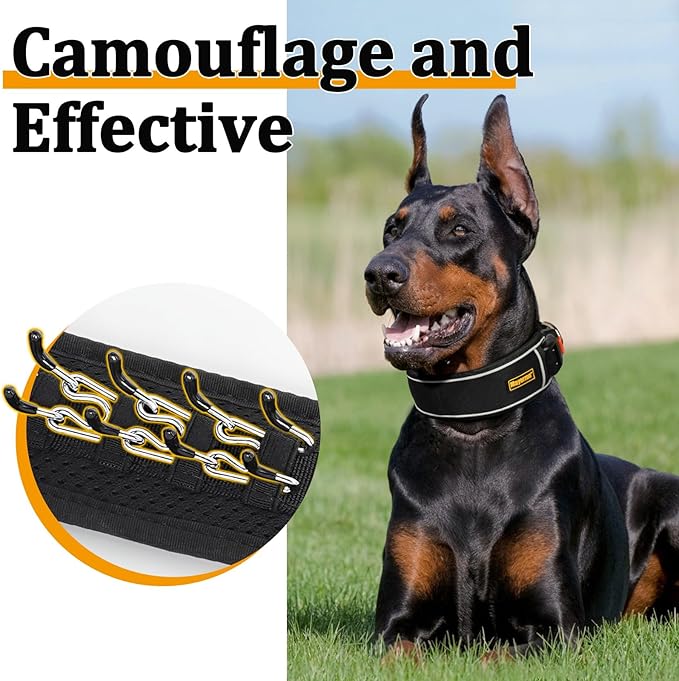 Mayerzon Martingale Dog Collar No Pull for Large Medium Dogs, Adjustable Neoprene Walking Collar for Pitbull German Shepherd Rottweiler, Reflective Anti Pull Design for Training Hiking(M, Black)