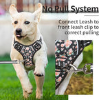 HEELE Dog Harness, No Pull Adjustable Padded Reflective Harness for Small Medium Large Dogs with Handle for Walking Training, Flower-Black, M