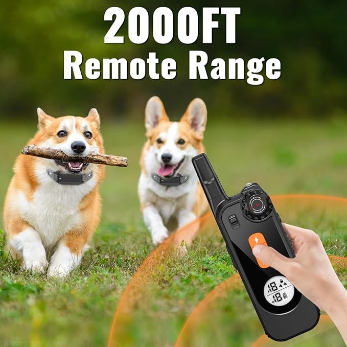 Dog Shock Collar with Remote Control Shock Collar for Dogs, 4 Training Modes Vibration, Beep, Shock, Flashlight IPX7 Waterproof Keypad Lock Rechargeable E-Collar for All Breed
