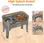 URPOWER 3-in-1 Elevated Dog Bowls - Mess Proof Double Deck 4 Height Adjustable Raised Stand with 2 Stainless Steel Food Bowls & Licking Plate for Small, Medium & Large Dogs