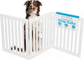 INTERNET'S BEST Dog Gate Indoor Freestanding Pet Barrier, Folding Wood Dog Fence, Extra Wide Doorway Puppy Gate, Indoor Animal Privacy Panel, Wooden Cat Fence - 3 Panel - 24", White