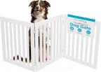 INTERNET'S BEST Dog Gate Indoor Freestanding Pet Barrier, Folding Wood Dog Fence, Extra Wide Doorway Puppy Gate, Indoor Animal Privacy Panel, Wooden Cat Fence - 3 Panel - 24", White