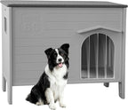 Rockever Large Dog House Outdoor Indoor for Medium Large Dogs, Plastic Elevated Outdoor Dog House Waterproof Dog Kennel with Window, Easy Clean and Assemble(L)