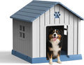 Vixzen 32in Large Outdoor Dog House,Durable Water Resistant Resin Dog House,Doghouse for Small to Large Dogs Indoor or Outside,with Air Vent and Elevated Floor,Blue