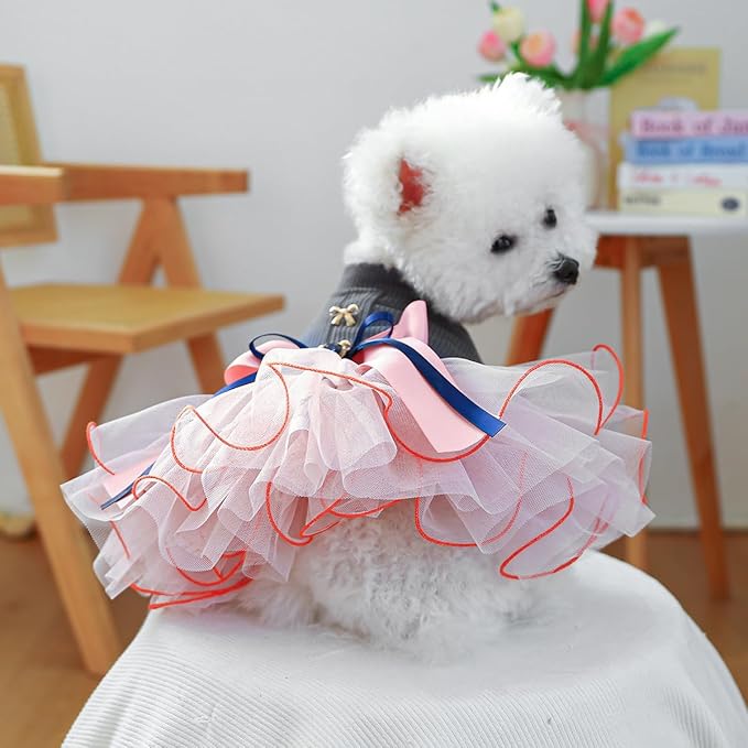 Furbabycare® Elegant Sweet Fashion Puppy Dog Blingbling Princess Skirt Pet Dog Lace Cake Camisole Tutu Dress P-Gray X-Small