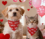 Valentines Dog Bandanas 2PCS-Small,Love Pet Scarf for Boys and Girls,Heart Bandana for Weddings,Parties,and Holidays,Dog Outfit Gifts for Small Dogs and Cats(Red)