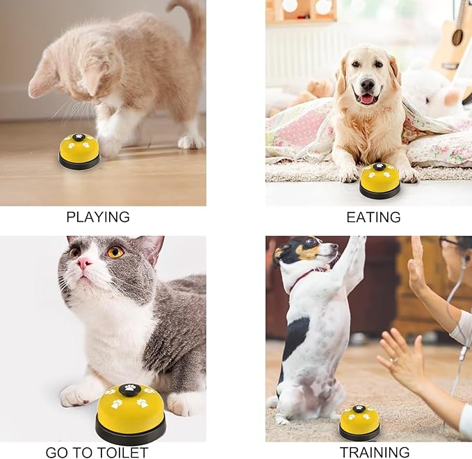3 Pack Dog Doorbells, Pet Training Bells for Outside Potty Training and Communication, Bell for Dog Cat Puppy Interactive Toys (Yellow, 3 Pack)
