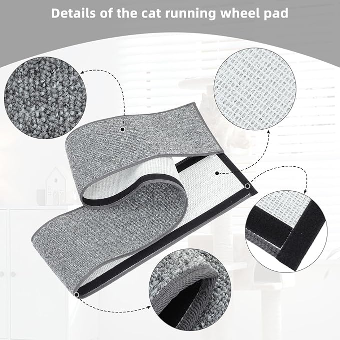 Kisangel Cat Carpet Scratching Mat Replacement, Cat Treadmill Accessories Felt Running Wheel Cushion Mat Scratch for Indoor Supplies Furniture, 95x10 inches