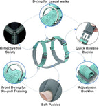Plutus Pet No Pull Dog Harness, Adjustable Nylon Harness with Soft Padding, Reflective and Heavy Duty Dog Harness for Small, Medium, Large Dogs(Teal, M)
