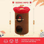 PETEPELA 2-Level Cat Beds for Indoor Cats, Cat Tree House with Removable Flower Bed, Cute Cats Hideaway, Indoor Cat Tree Condo, 20X20X28.7 Inches, Brown