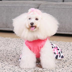CuteBone Dog Dresses Velvet Mama's Girl Small Dogs Clothes Onesie Pet Apparel Girl Puppy Skirt with Bow Hair Rope CVA40XXS-D