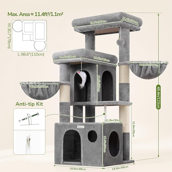 Globlazer Cat Tree for Cats, 48 Inch Multi-Level Cat Tower