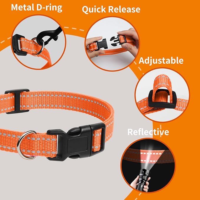PaiPaitek Shock Collar Replacement Strap, 3/4 Inch, 2-Pack, Reflective Adjustable Dog Collar, 8-27 Inch Neck Size