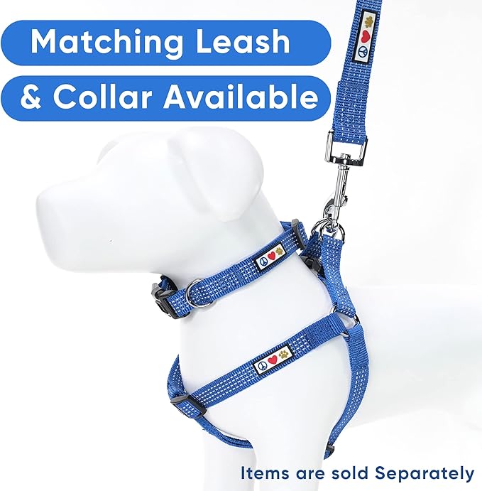 Pawtitas Reflective Step-in Dog Harness – Adjustable No-Pull Vest for Puppies to Seniors, Safe & Comfortable, S Blue