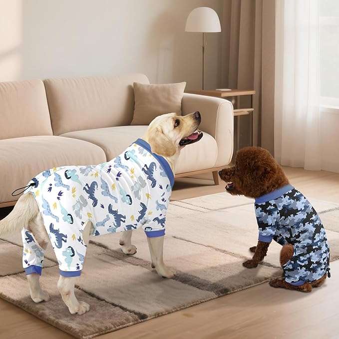 Glittme 2PACK Dog Pajamas Soft Dogs Clothes for Small Medium Dogs Elastic Cats Apparel Breathable Dog Pjs for Puppy