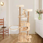 Cat Tree Tower Multi-Level Cat Climbing Frame 54 -Inch Modern MDF Cat Condo Cage for Large Cat with Scratching Posts (52 * 52 * 26(cm))