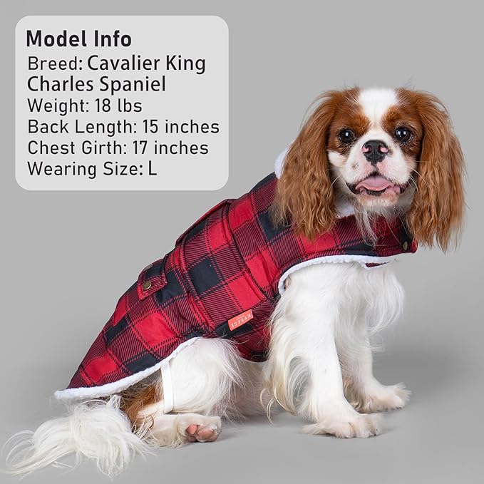 KYEESE Dog Coat Thick Dog Coats for Medium Dogs Soft Dogs Jacket with Pocket Waterproof Pet Clothes for Cold Weather Windproof Pet Coat with Fleece Lined Warm Pet Winter Puffer Coat with Leash Hole