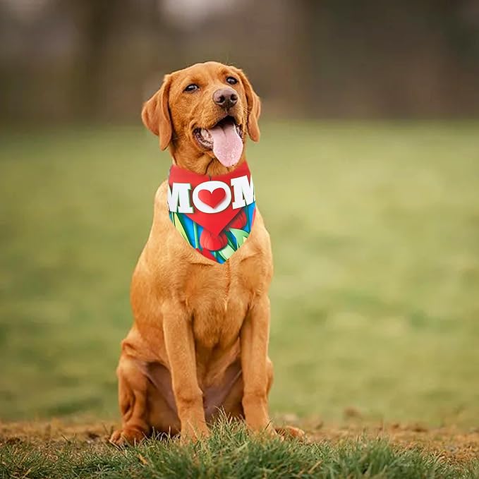 10PCS Mother's Day Dog Bandanas for Extra Large XL XXL Triangle Bibs Head Scarves for Boys Girls Grooming Accessories Costume