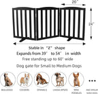 ZJSF Foldable Freestanding Indoor Dog Gate for House Wood Long Pet Gates Dog Fence for Stairs Puppy Gates for Hallways, Puppy Gate,Support Feet Included, Black, 24 "Height-3 Panels