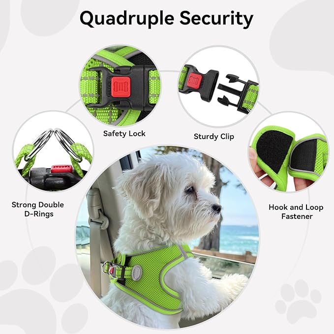 Joytale Small Dog Harness, Breathable Mesh Step-in Vest, Reflective Soft Padded Harnesses for Small and Medium Dogs, Green, M